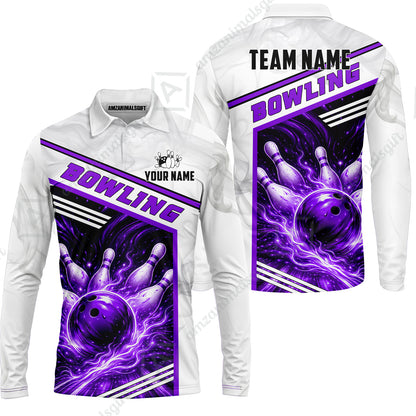 Custom Bowling Jersey Polo Shirt, Retro Racing & Fire Strike, Custom Bowling Jersey Team Shirt For Players With Name & Team Name