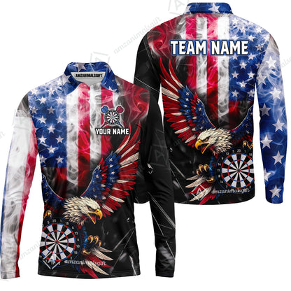 Custom Darts Jersey Polo Shirt, Patriotic Bald Eagle Darts, Custom Darts Jersey Team Shirt For Players With Name and Team Name