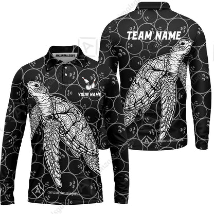 Customized Bowling Unisex Polo Shirt, Bowling Sea Turtle, Bowling Uniform - Personalized Name And Team Name