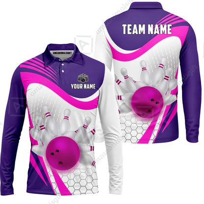 Custom Bowling Jersey Polo Shirt, Geometric Streamline & Fresh Mint, Custom Bowling Jersey Team Shirt For Players With Name & Team Name