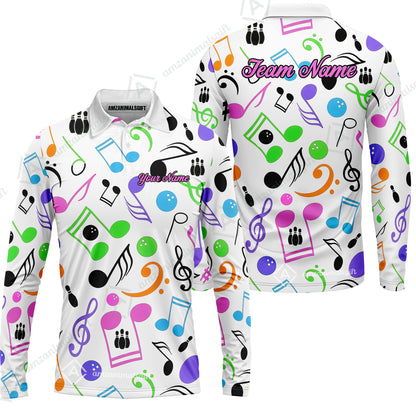 Custom Bowling Jersey Polo Shirt, Colorful Music Bowling, Custom Bowling Jersey Team Shirt For Players With Name & Team Name