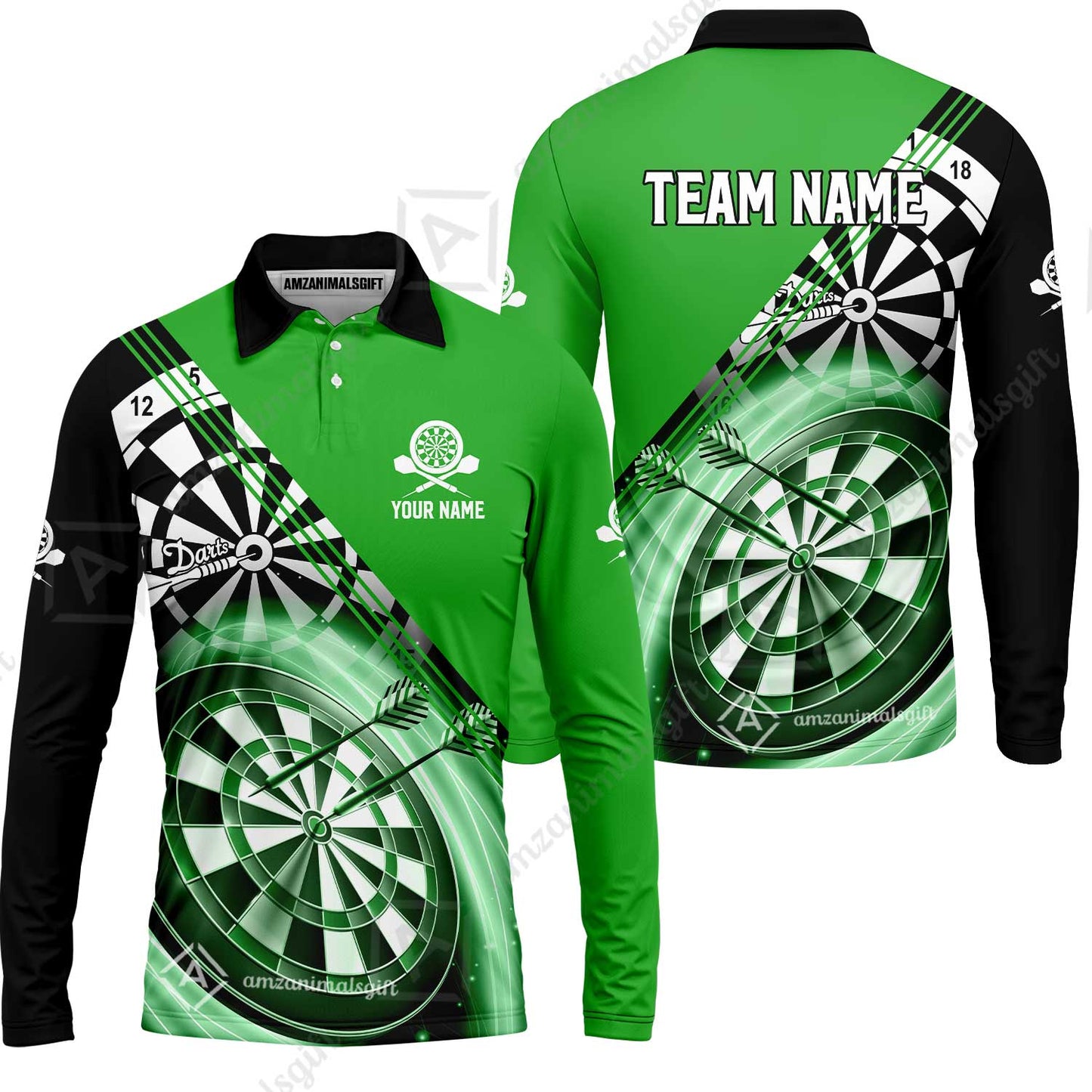 Custom Tailored Darts Team Jersey Polo Quarter-Zip Shirts, Customized Name Team Name Darts Team Jerseys Uniform