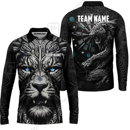 Custom Darts Team Jersey, Personalized Lion Darts Tribal Polo Shirt For Players With Name & Team Name