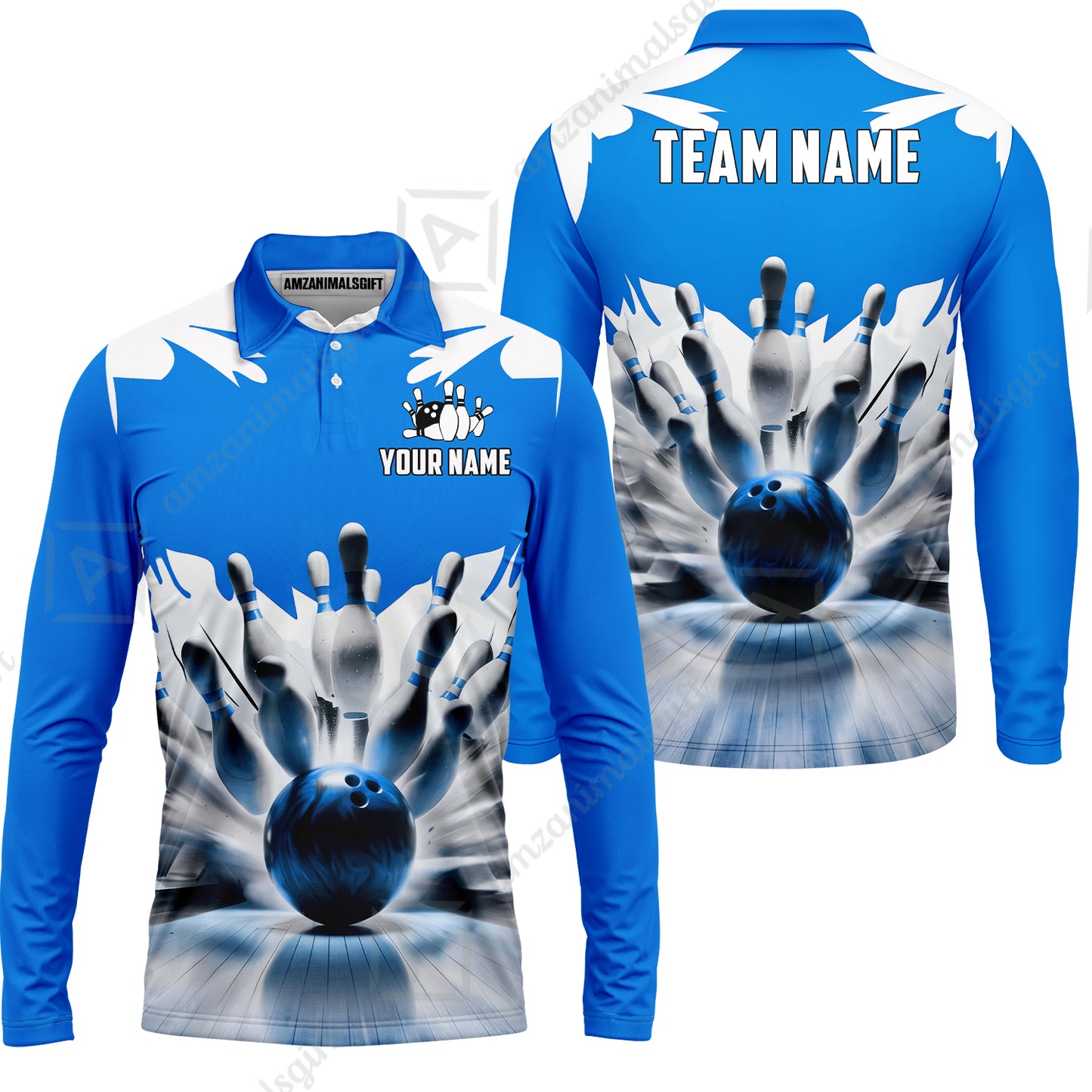 Custom Bowling Jersey Polo Shirt, Electric Marble Strike, Custom Bowling Jersey Team Shirt For Players With Name and Team Name