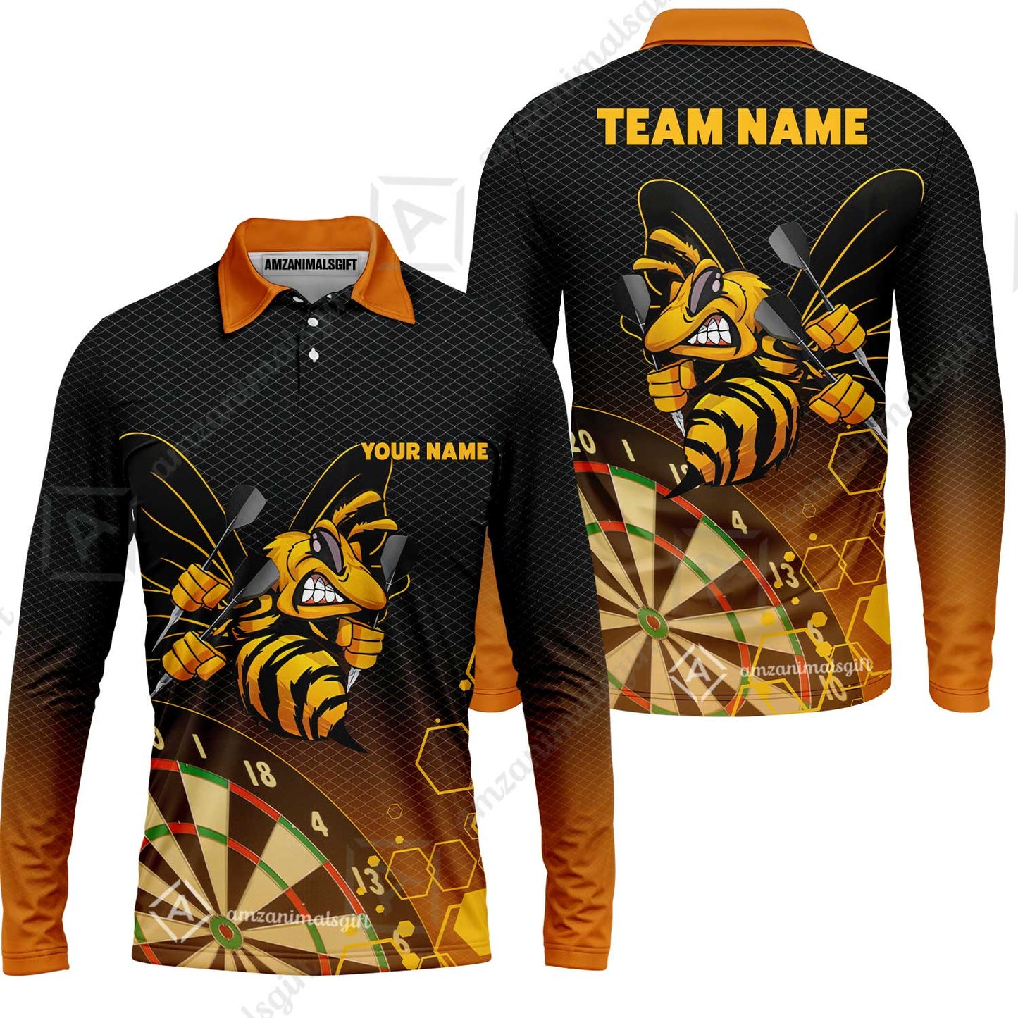 Personalized Darts Men Polo Shirt, Darts And Bee Customized Polo Shirt, Perfect Outfits For Darts Players, Darts Team