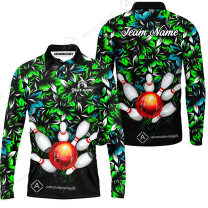 Custom Bowling Jersey Polo Shirt, Tropical Floral Bowling, Custom Bowling Jersey Team Shirt For Players With Name & Team Name