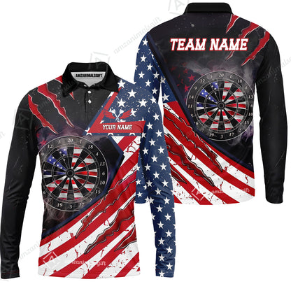 Custom Patriotic Americana Claw Rip Darts Jersey Polo Shirt, Custom Patriotic Americana Claw Rip Dart Jersey Team Shirt For Players With Name and Team Name