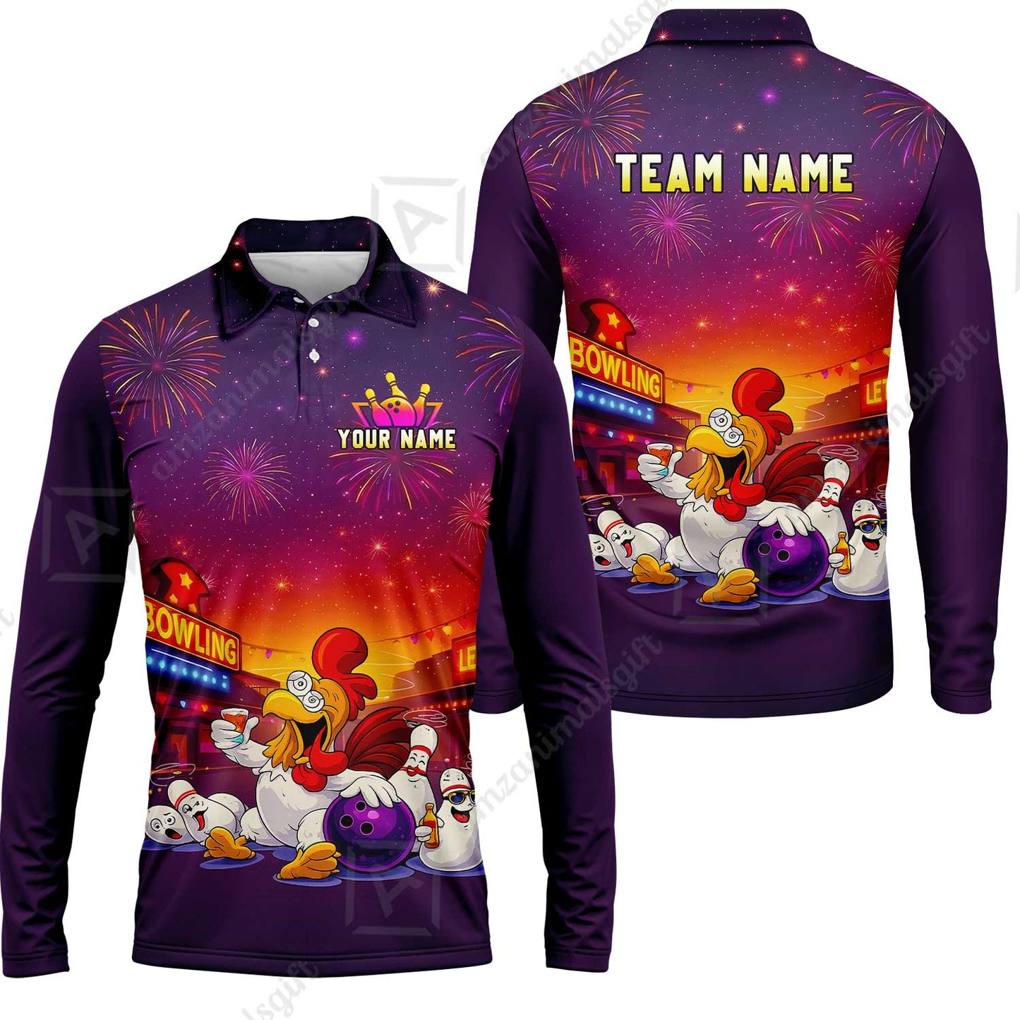 Custom The Tipsy Rooster Bowling Jersey Polo Shirt, Custom The Tipsy Rooster Bowling Jersey Team Shirt For Players With Name & Team Name