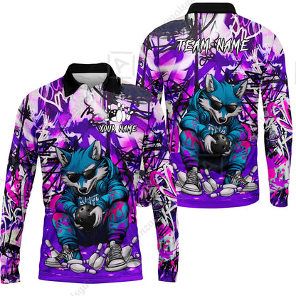 Custom Streetwear Wolf Bowling Jersey Polo Shirt, Custom Streetwear Wolf Bowling Jersey Team Shirt For Players With Name & Team Name