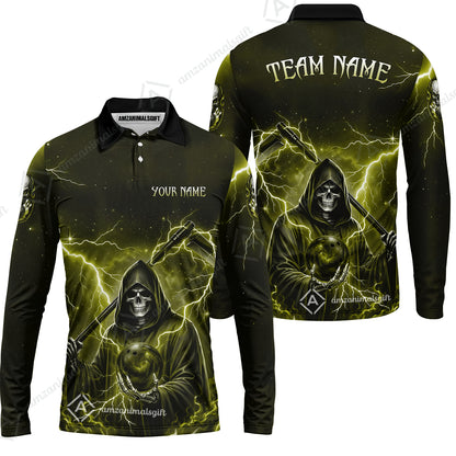 Custom Bowling Jersey Polo Shirt, Multiple Colors Death, Custom Bowling Jersey Team Shirt For Players With Name & Team Name