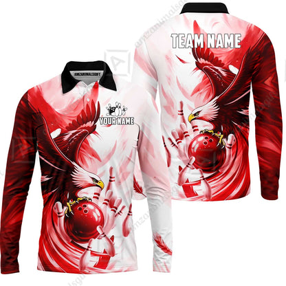 Custom Bowling Jersey Polo Shirt, Soaring Eagle, Custom Bowling Jersey Team Shirt For Players With Name & Team Name