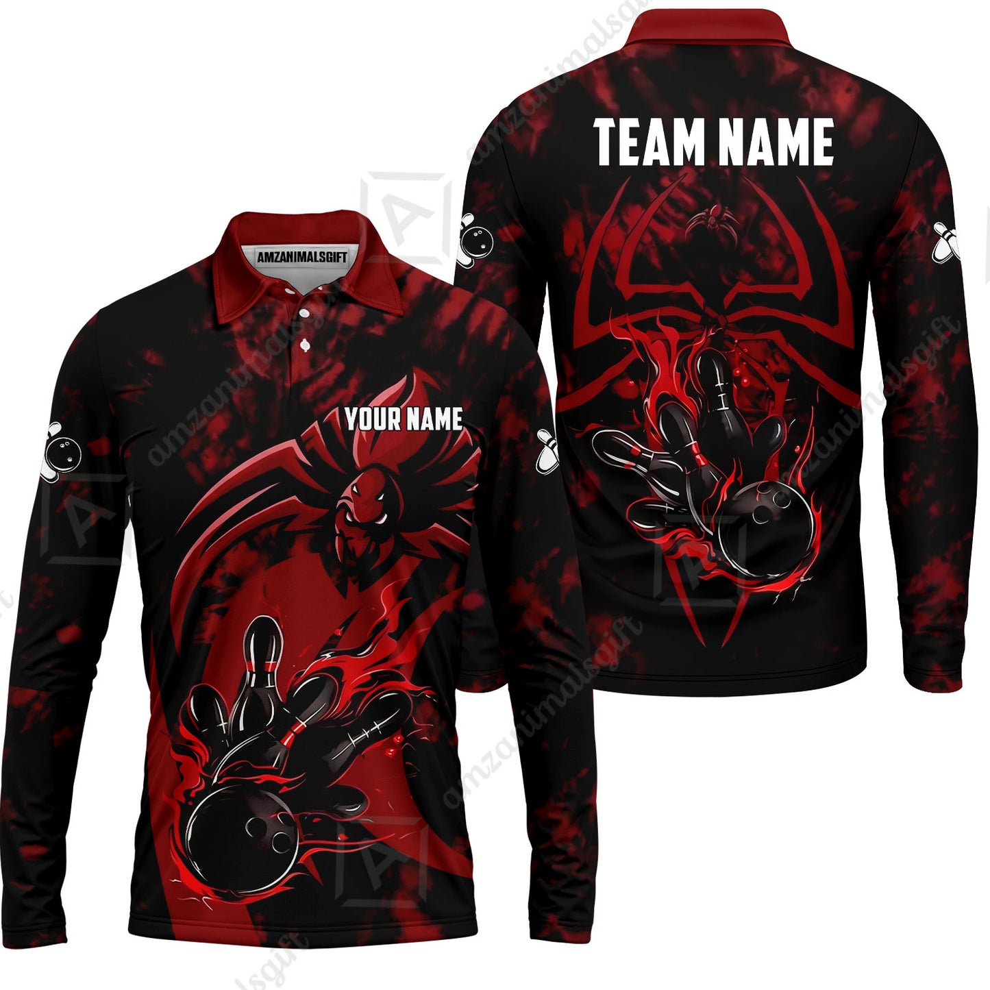Custom Bowling Jersey Polo Shirt, Neon Venom Spider Monster, Custom Bowling Jersey Team Shirt For Players With Name and Team Name