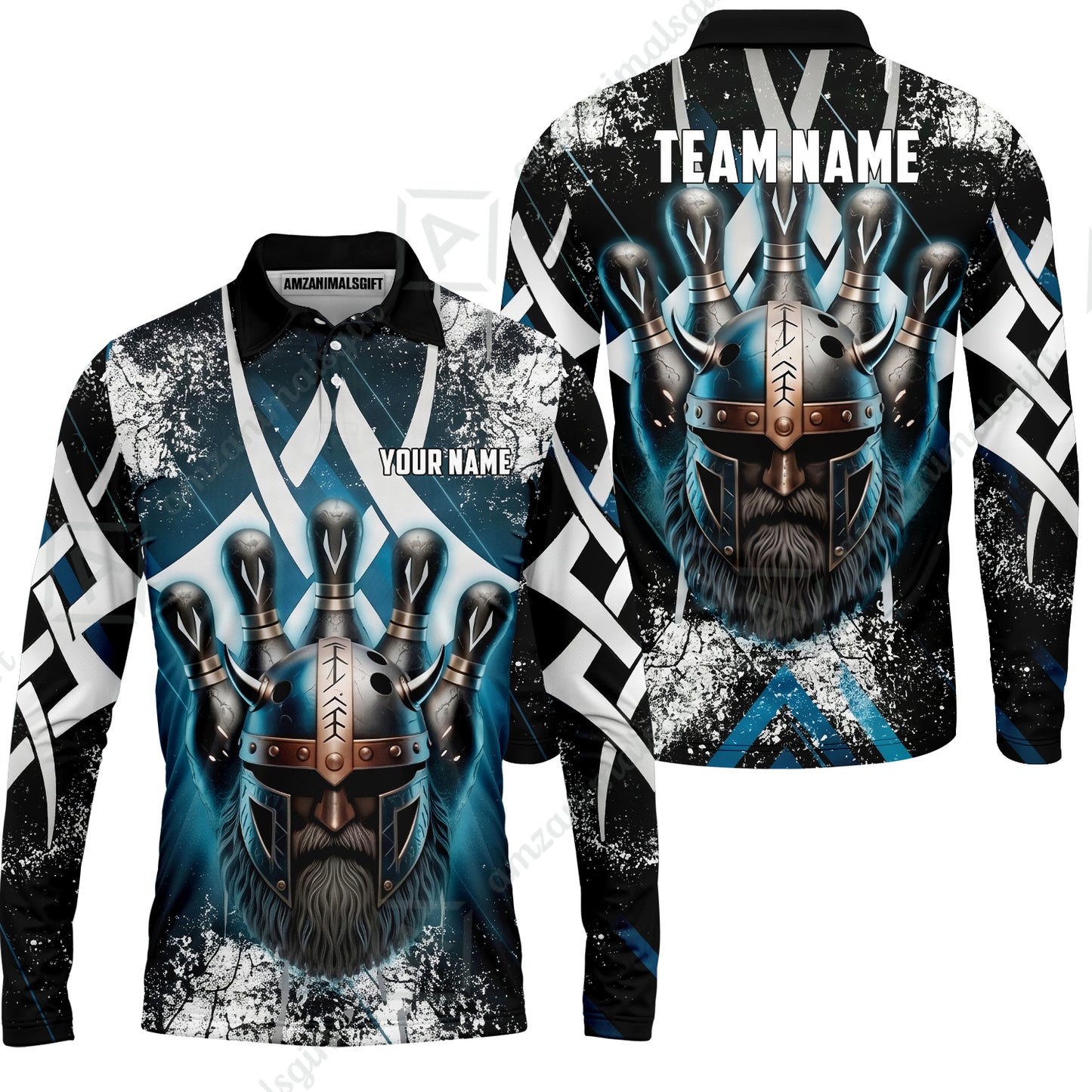 Custom Bowling Jersey Polo Shirt, Norse Warrior Bowling, Custom Bowling Jersey Team Shirt For Players With Name and Team Name