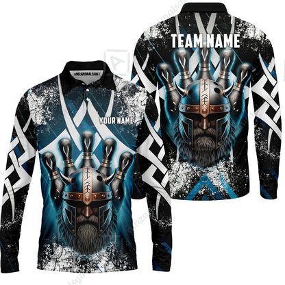 Custom Bowling Jersey Polo Shirt, Norse Warrior Bowling, Custom Bowling Jersey Team Shirt For Players With Name and Team Name