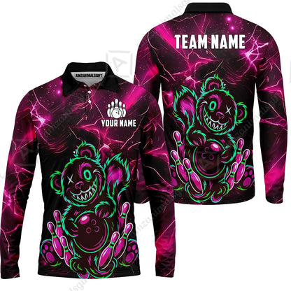 Custom Creepy Teddy Bowling Jersey Polo Shirt, Custom Creepy Teddy Bowling Jersey Team Shirt For Players With Name & Team Name