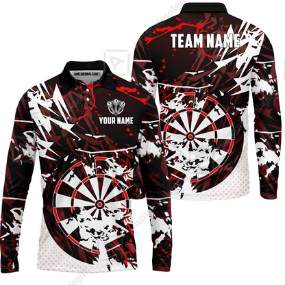 Customized Abstract Crimson Geometric Shard Darts Jersey, Personalized Name And Team Name For Dart Players