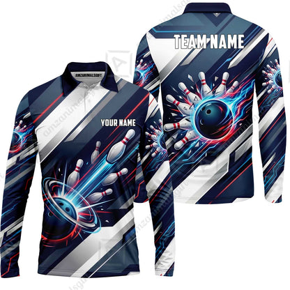 Custom Bowling Jersey Polo Shirt, Futuristic Cyber Electric Strike, Custom Bowling Jersey Team Shirt For Players With Name and Team Name