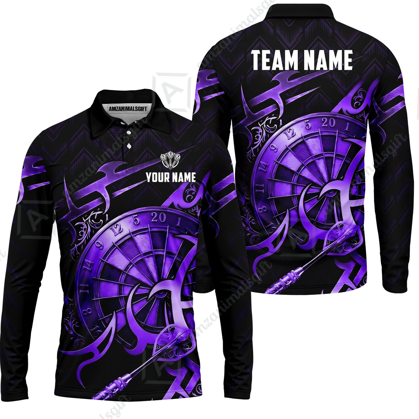 Custom Darts Jersey Polo Shirt, Tribal Darts & Mechanical Inferno, Custom Dart Jersey Team Shirt For Players With Name & Team Name