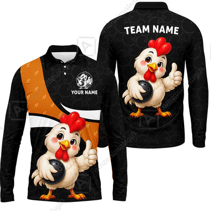 Custom Bowling Jersey Polo Shirt, Happy Chick, Custom Bowling Jersey Team Shirt For Players With Name and Team Name