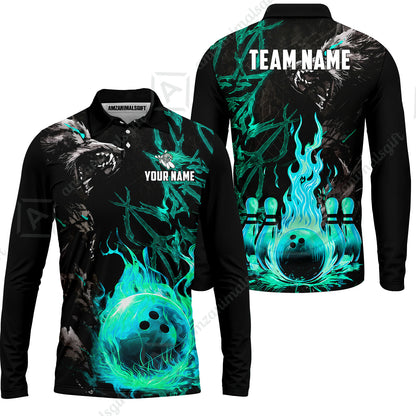 Custom Bowling Jersey Polo Shirt, Hellfire Werewolf & Crimson Strike, Custom Bowling Jersey Team Shirt For Players With Name & Team Name