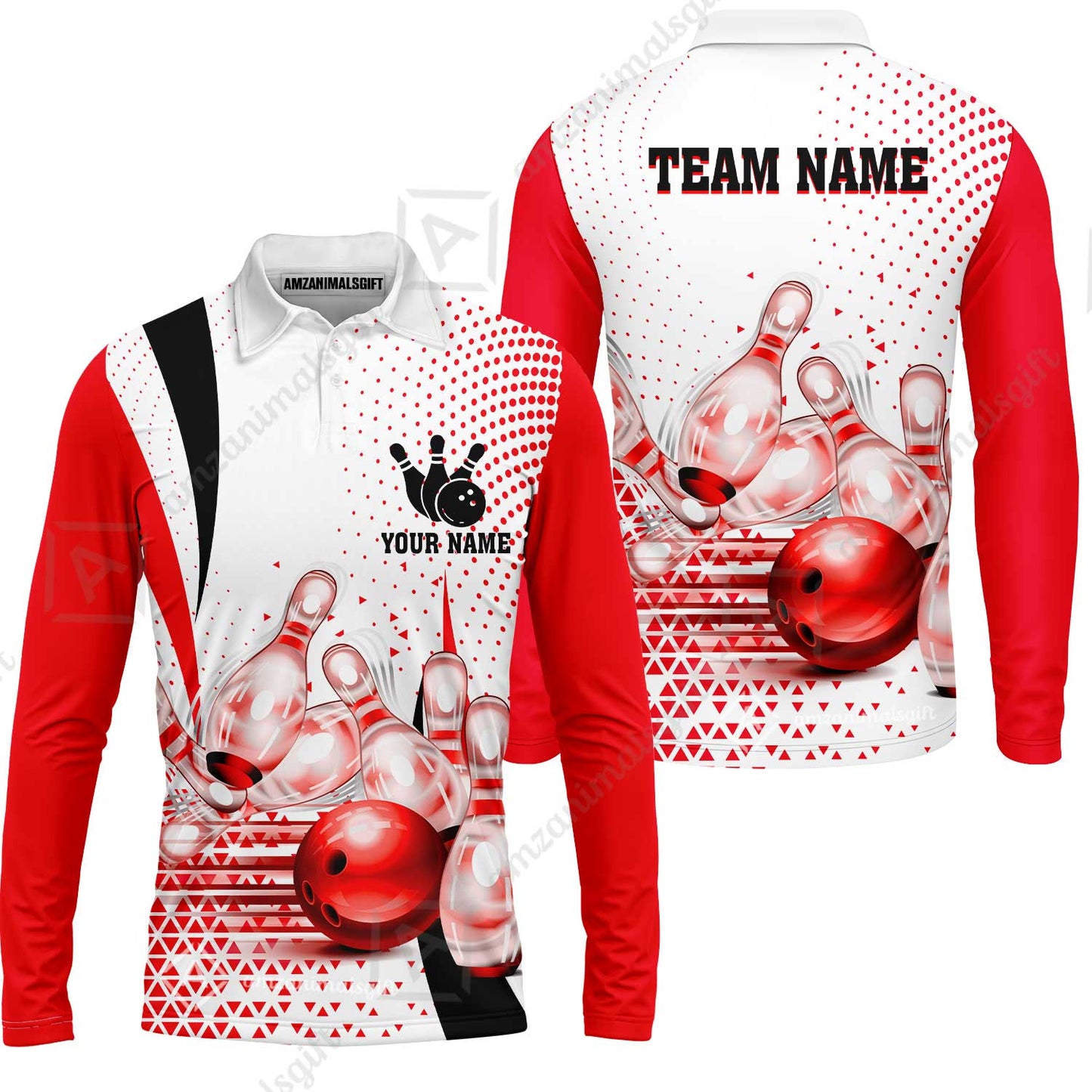 Custom Bowling Polo Shirt - Bowling Jerseys Team, Bowling uniforms, Custom Bowling Shirts With Personalized Name And Team Name - Gifts for Bowlers