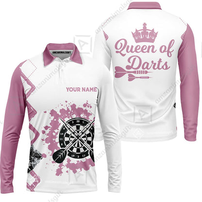 Customized Darts Women Polo Shirt, Queen of Darts Team Shirt, Personalized Name Polo Shirt For Women - Perfect Gift For Darts Lovers, Darts Players