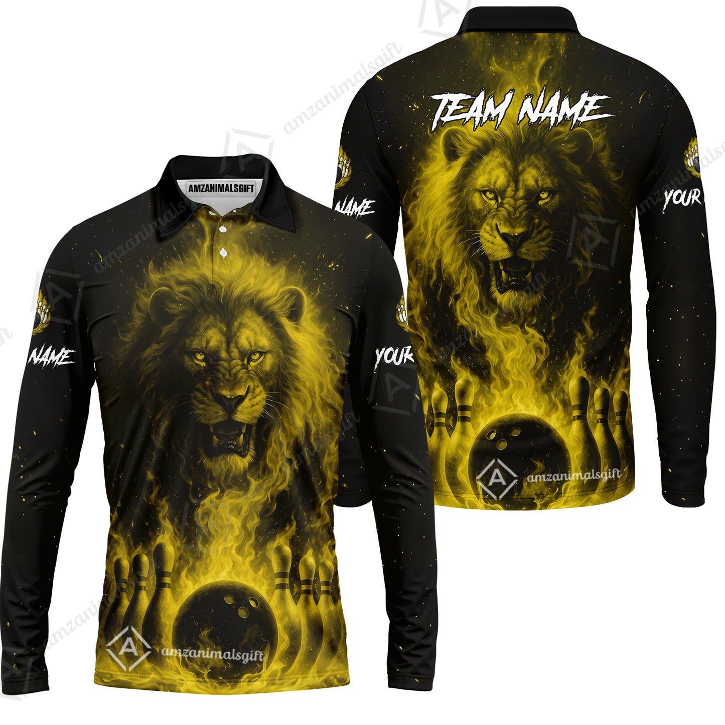 Custom Bowling Jersey Polo Shirt, Bowling Lion Of The Savannah, Custom Bowling Jersey Team Shirt For Players With Name & Team Name