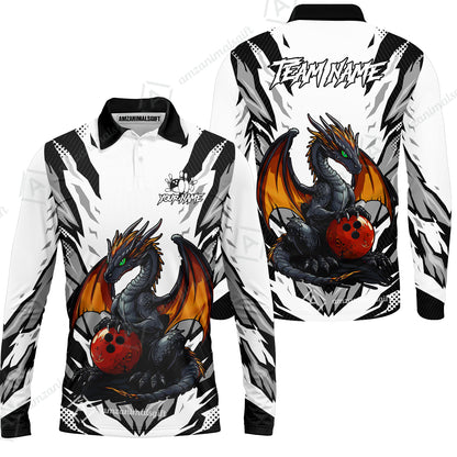 Custom Bowling Jersey Polo Shirt, Dragon Lover Custom Bowling Jersey Team Shirt For Players With Name & Team Name