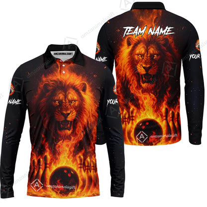 Custom Bowling Jersey Polo Shirt, Bowling Lion Of The Savannah, Custom Bowling Jersey Team Shirt For Players With Name & Team Name
