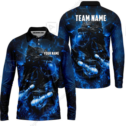 Custom Bowling Jersey Polo Shirt, Dark Fantasy Hellfire Werewolf, Custom Bowling Jersey Team Shirt For Players With Name & Team Name