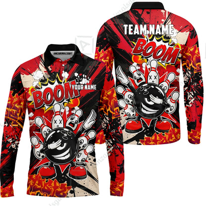 Custom Bowling Jersey Polo Shirt, Dabbing Cartoon Monster, Custom Bowling Jersey Team Shirt For Players With Name & Team Name