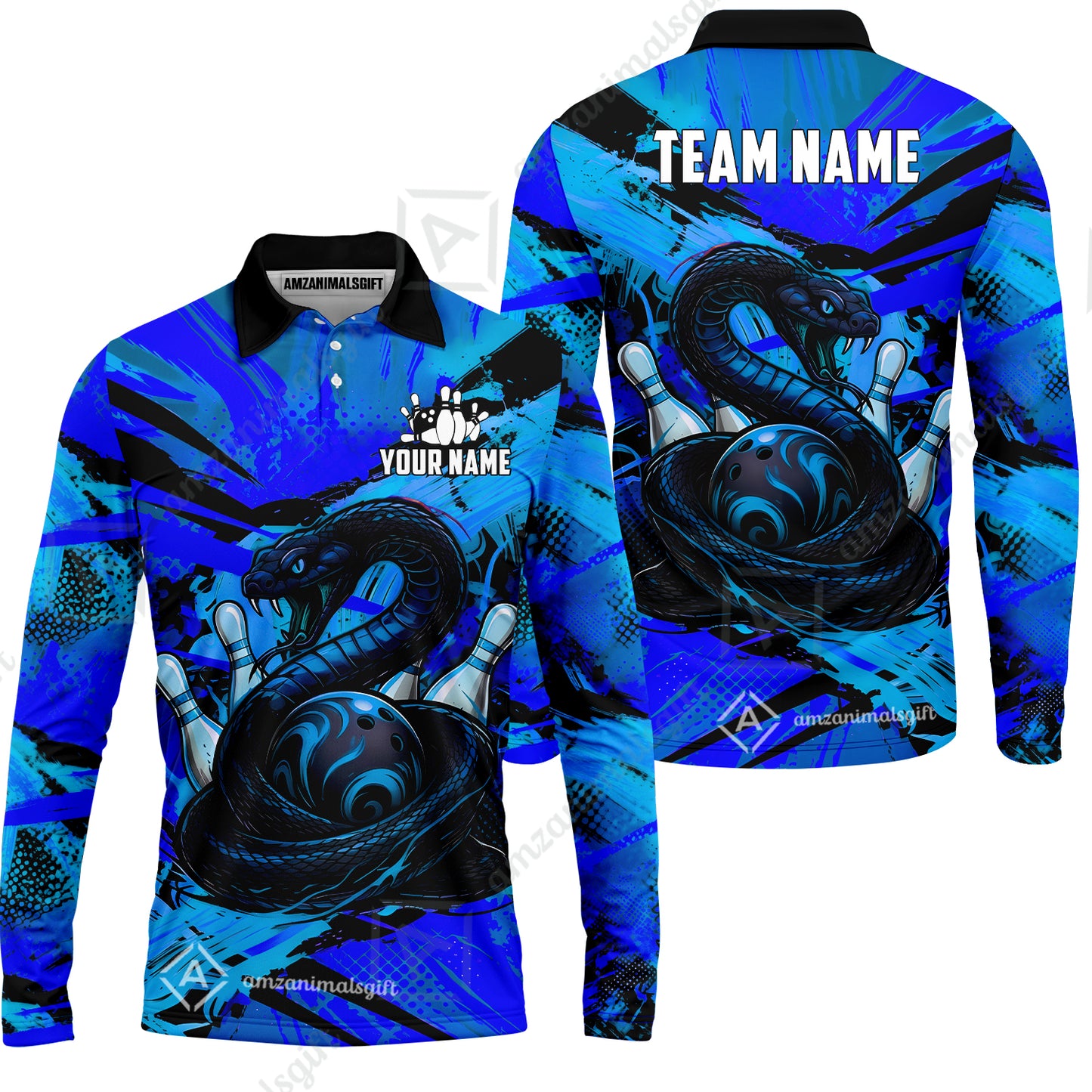 Custom Bowling Jersey Polo Shirt, Viper Venom Strike & Cyberpunk Splash, Custom Bowling Jersey Team Shirt For Players With Name & Team Name