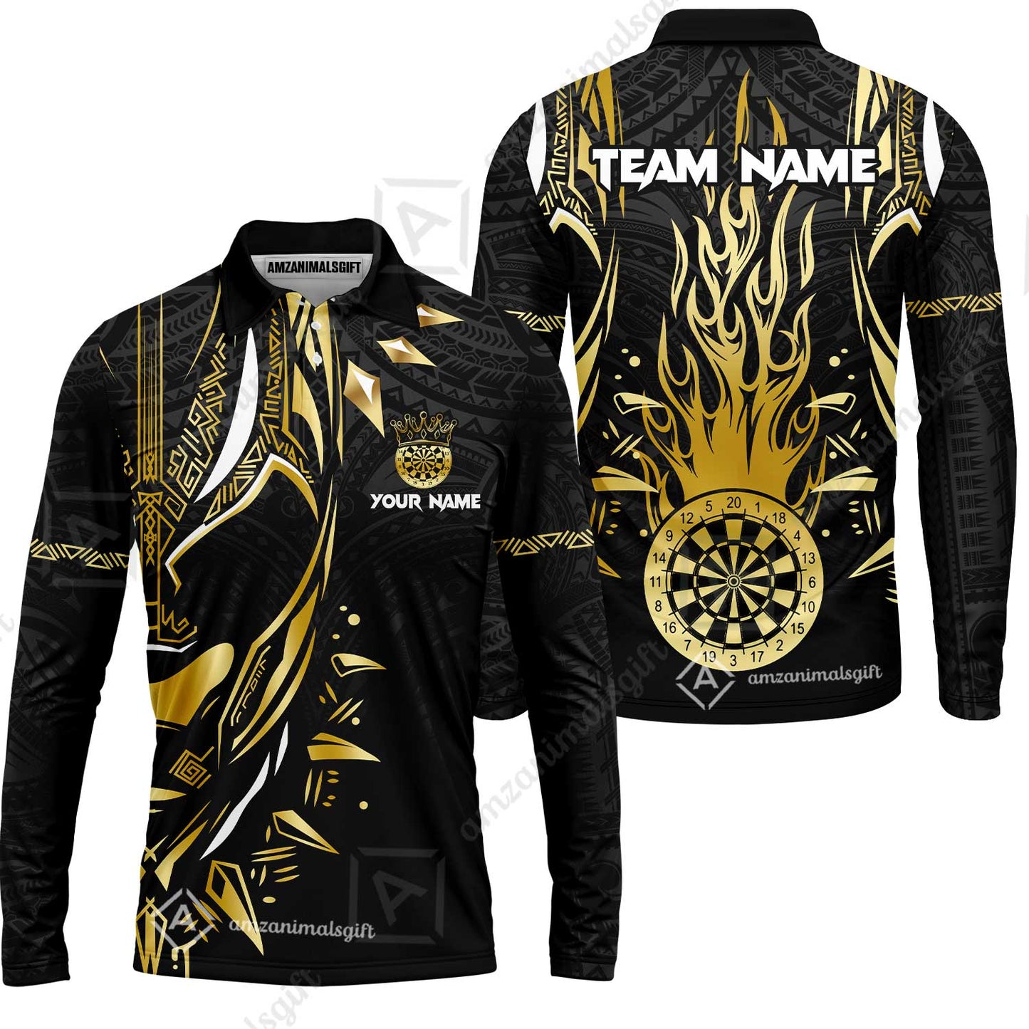 Custom Darts Team Jersey, Black Panther Forever Darts Jersey Polo Quarter-Zip Shirts, Custom Darts Uniforms Jerseys
