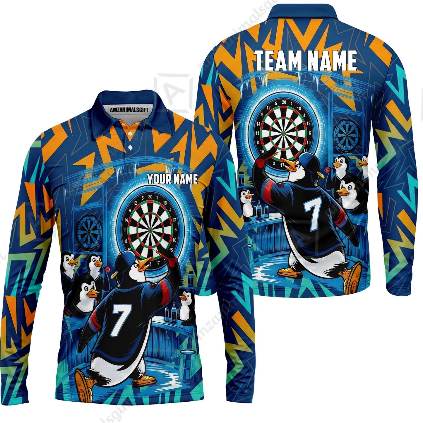 Custom Darts Team Jersey, Personalized Penguins Strike Dart Polo Shirt For Players With Name & Team Name