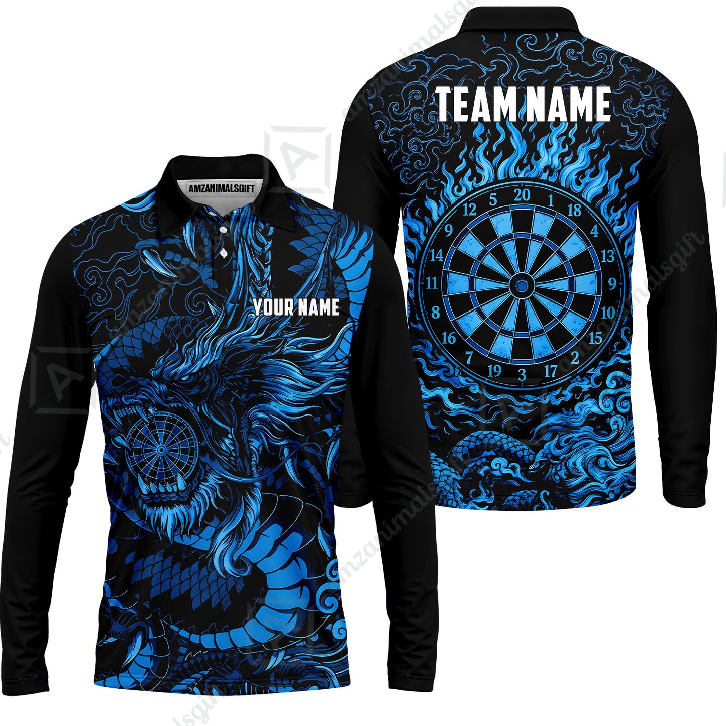 Custom Darts Jersey Polo Shirt, Dragon's Bullseye Darts, Custom Dart Jersey Team Shirt For Players With Name & Team Name
