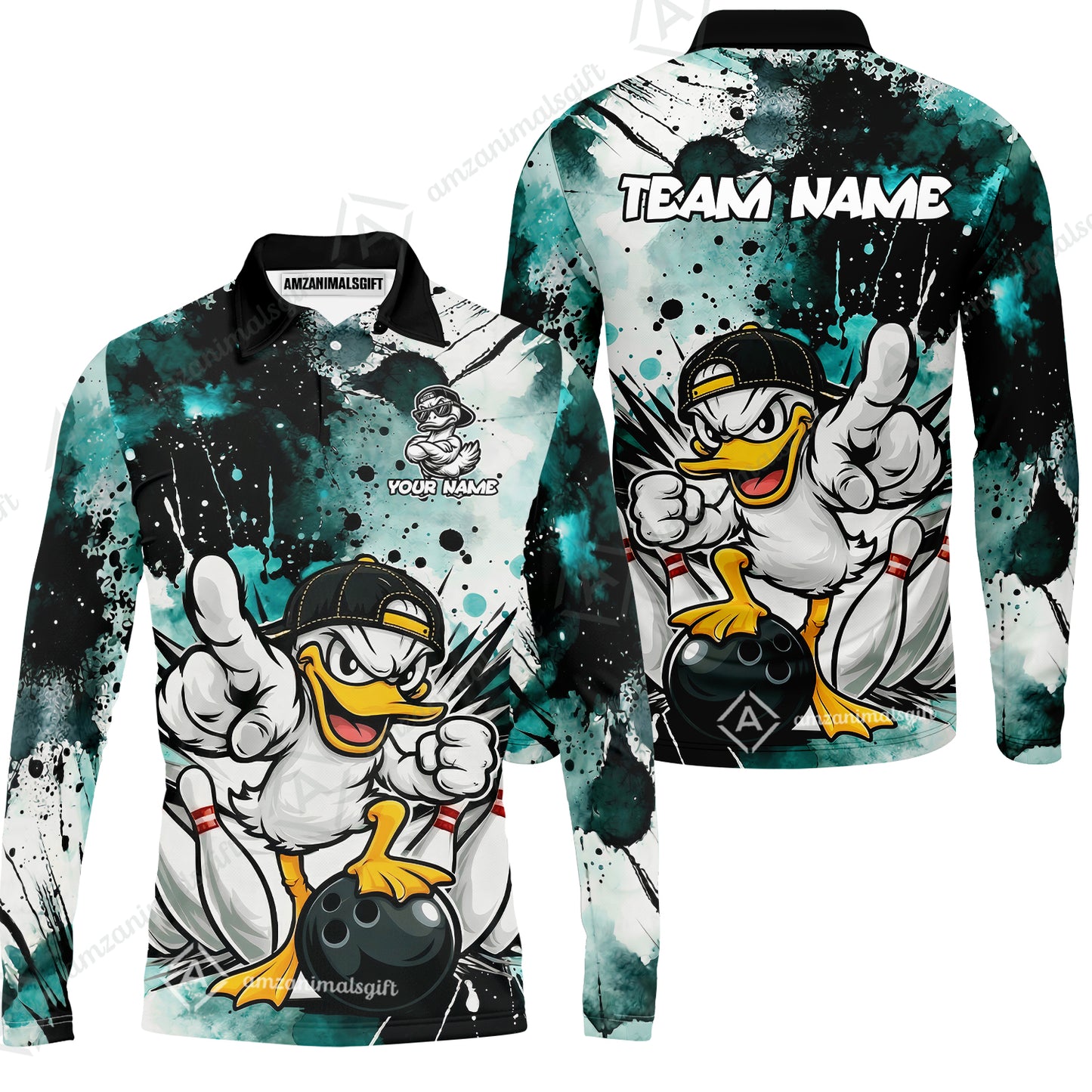 Custom Bowling Jersey Polo Shirt, Cool Duck Bowling, Custom Bowling Jersey Team Shirt For Players With Name & Team Name