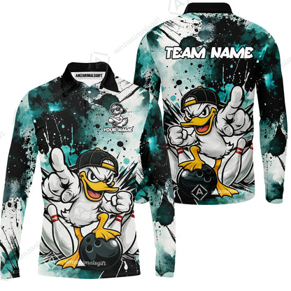 Custom Bowling Jersey Polo Shirt, Cool Duck Bowling, Custom Bowling Jersey Team Shirt For Players With Name & Team Name