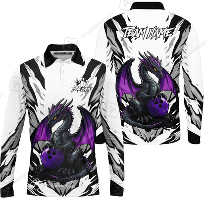 Custom Bowling Jersey Polo Shirt, Dragon Lover Custom Bowling Jersey Team Shirt For Players With Name & Team Name