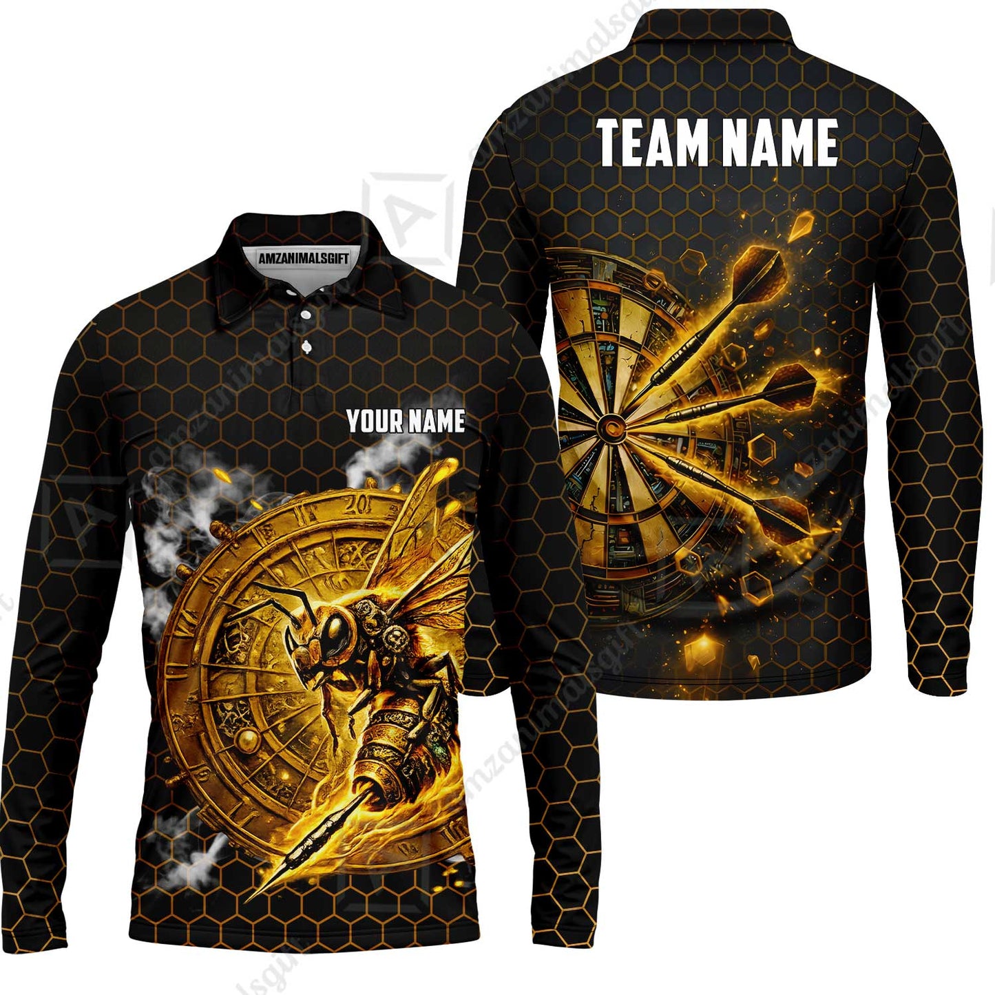 Custom Darts Team Jersey, Personalized Bee Strike Dart Polo Shirt For Players With Name & Team Name
