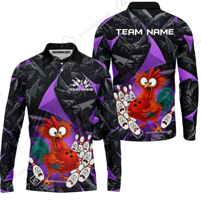 Custom Bowling Jersey Polo Shirt, Crazy Chicken Bowling Custom Bowling Jersey Team Shirt For Players With Name & Team Name