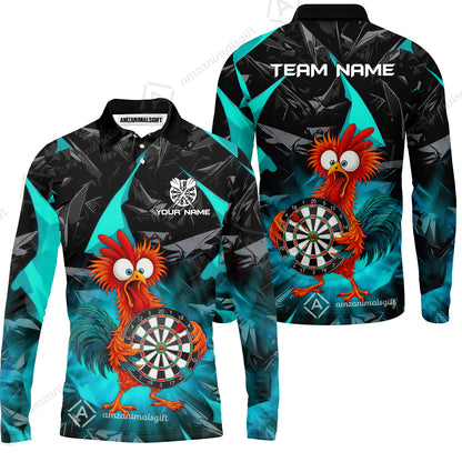 Custom Darts Team Jersey, Personalized Funky Rooster Dart Shirt For Players With Name & Team Name