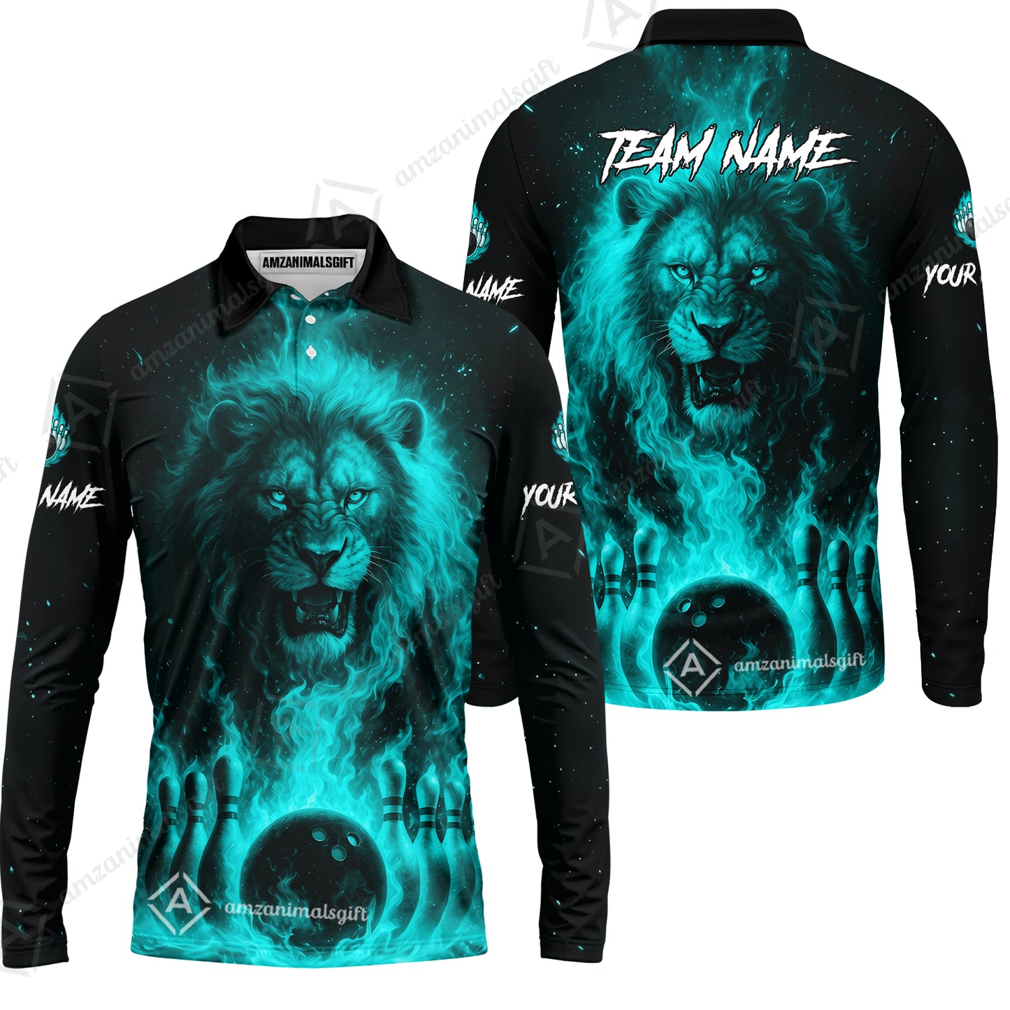 Custom Bowling Jersey Polo Shirt, Bowling Lion Of The Savannah, Custom Bowling Jersey Team Shirt For Players With Name & Team Name