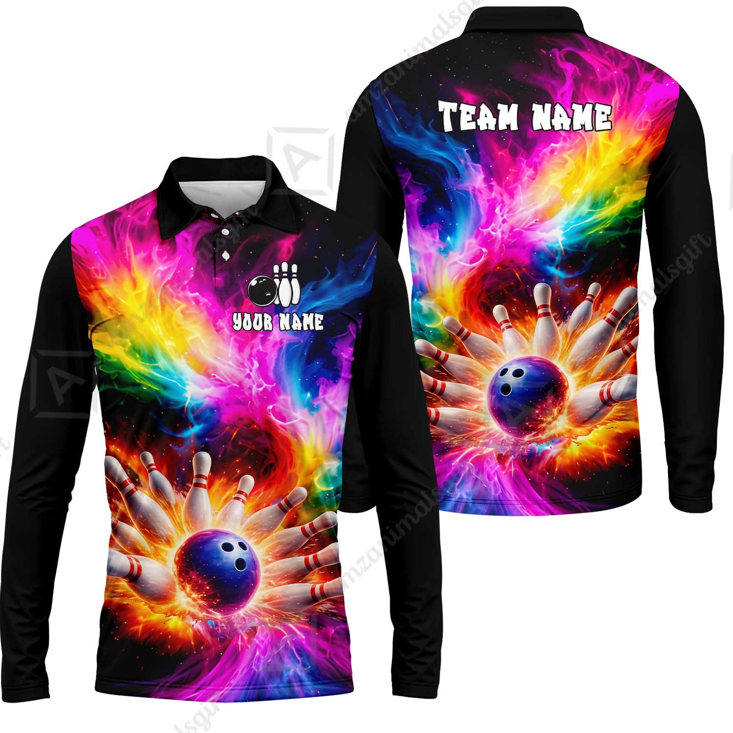 Custom Cosmic Bowling Night Jersey Polo Shirt, Custom Cosmic Bowling Night Jersey Team Shirt For Players With Name & Team Name