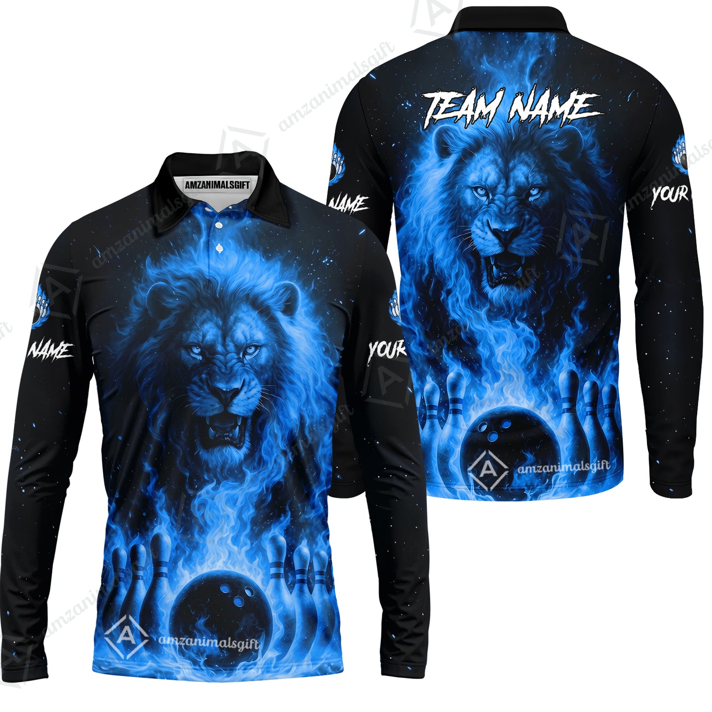 Custom Bowling Jersey Polo Shirt, Bowling Lion Of The Savannah, Custom Bowling Jersey Team Shirt For Players With Name & Team Name