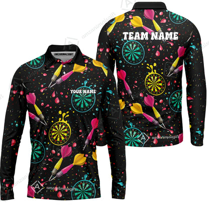 Customized Darts Team Uniform Shirt, Funny Colorful Donuts Darts and Dartboard, Personalized Name And Team Name