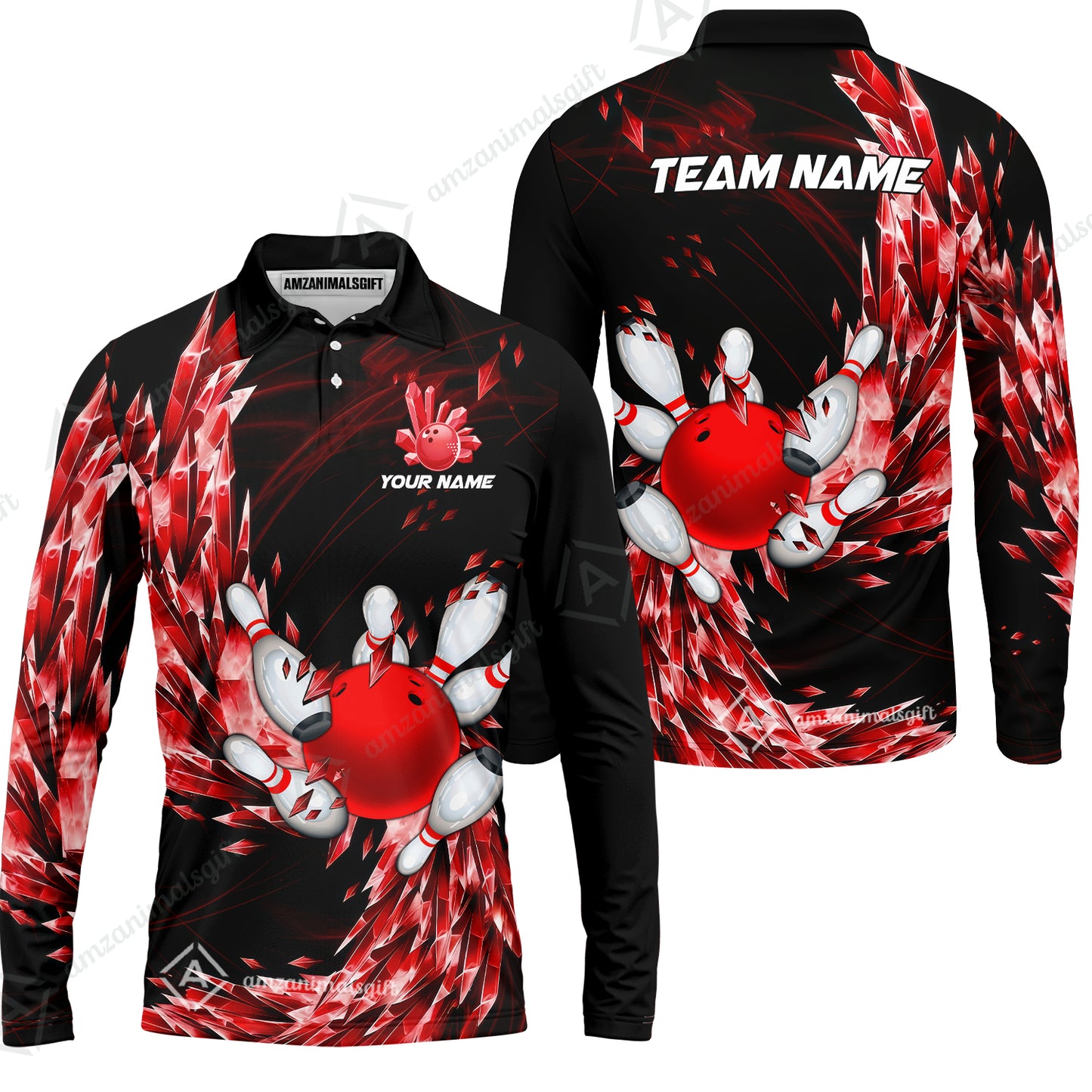 Custom Bowling Jersey Polo Shirt, Crystal Explosion Bowling Custom Bowling Jersey Team Shirt For Players With Name & Team Name