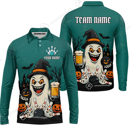 Custom Bowling Jersey Polo Shirt, Bowling Halloween Witch, Custom Bowling Jersey Team Shirt For Players With Name & Team Name