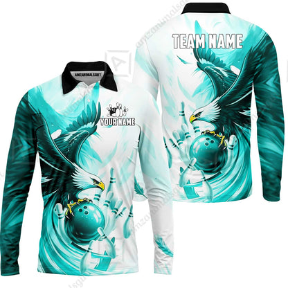 Custom Bowling Jersey Polo Shirt, Soaring Eagle, Custom Bowling Jersey Team Shirt For Players With Name & Team Name