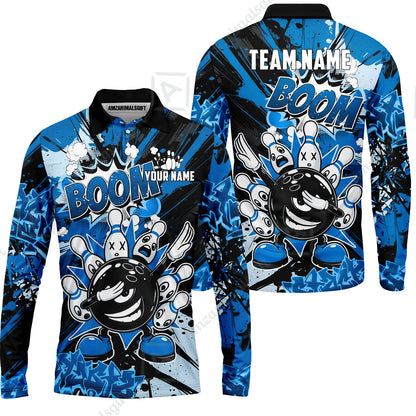 Custom Bowling Jersey Polo Shirt, Dabbing Cartoon Monster, Custom Bowling Jersey Team Shirt For Players With Name & Team Name