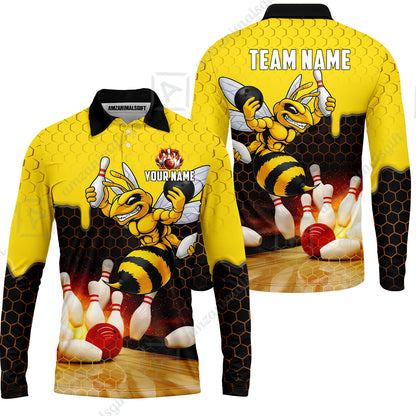 Customized Hornet Strike & Honeycomb Dripping Bowling Jersey, Custom Name And Team Name For Bowlers